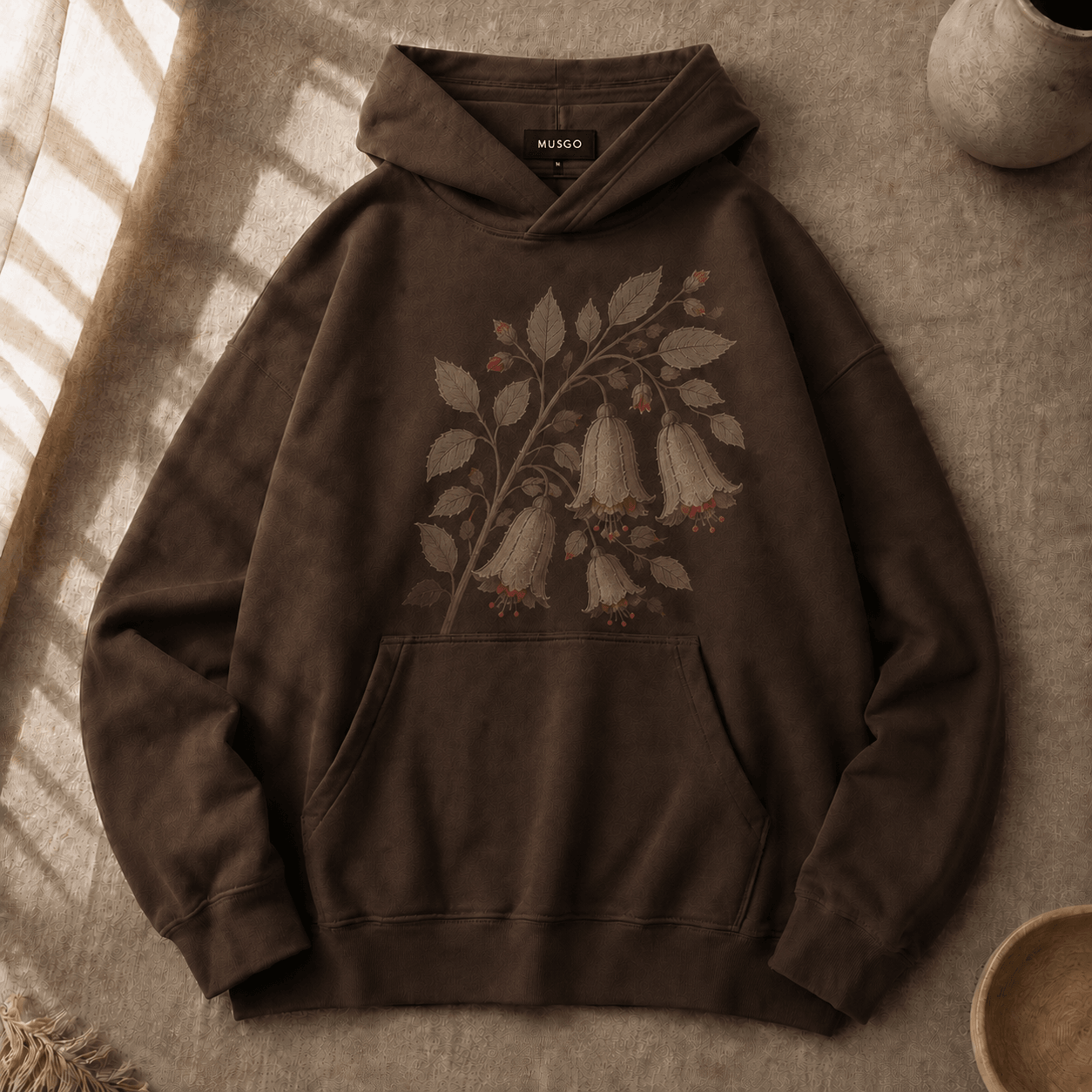 Polerón Copihue color Moka (estampado)